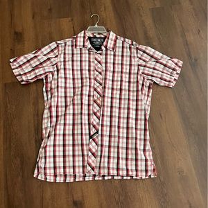 Ecko UNLTD red,white,black strip collar shirt X-Large